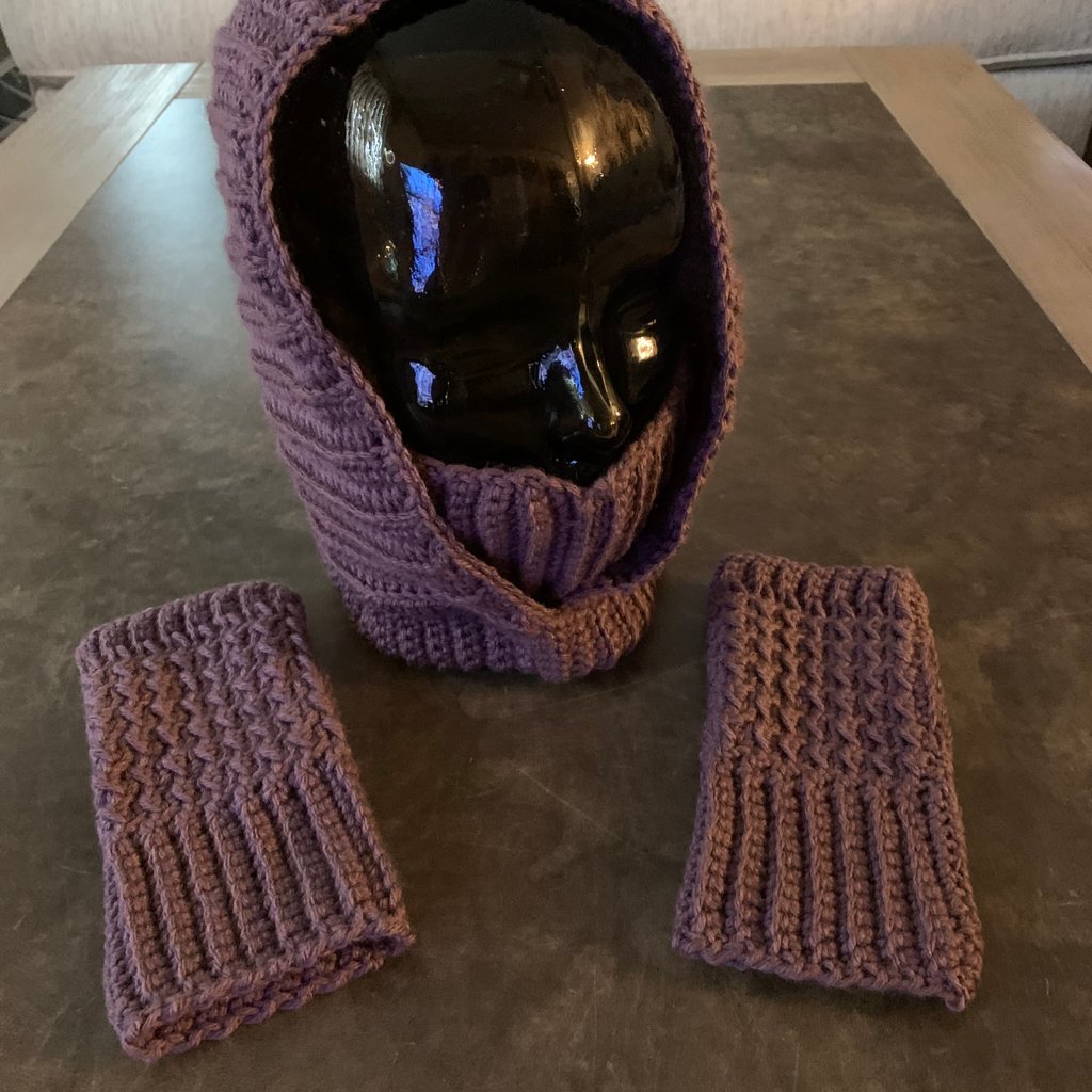 # 2- Hand Crafted Hooded Cowl & Wrist Warmers